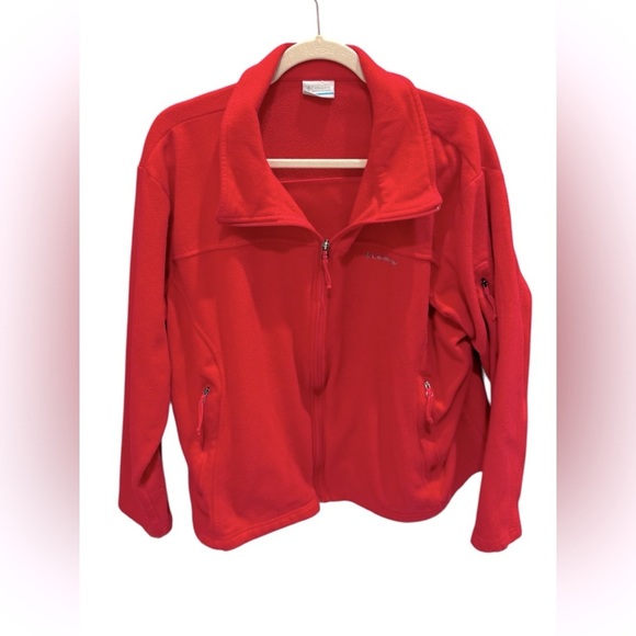 Columbia Women’s Full Zip Fleece Jacket Coral Pink Pockets Colorful Size 3X - Picture 1 of 3